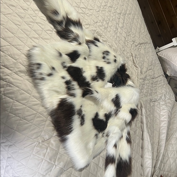 Zara White & Brown Cow-Print Teddy Jacket - Picture 2 of 6